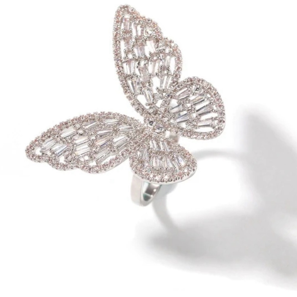 Silver butterfly ring
